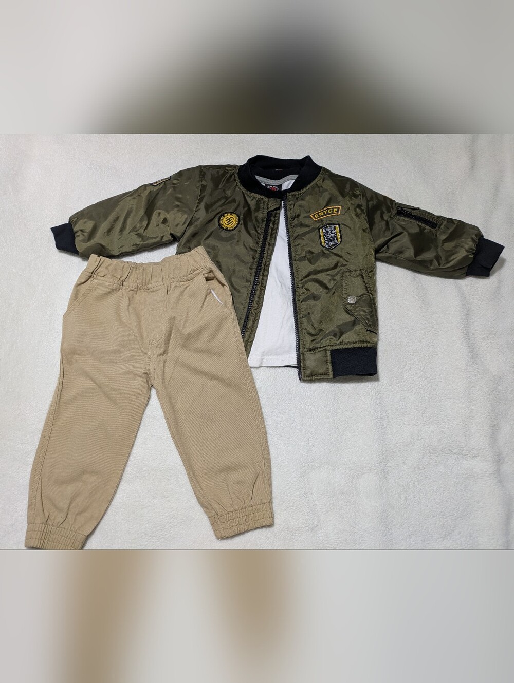 Enyce Toddler Boys 3-Piece Bomber Jacket Set, Olive Green & Khaki, Size 24M